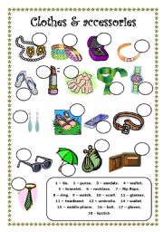 English Worksheet: Clothes and accessories