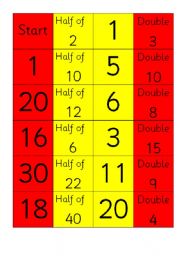 English Worksheet: Doubling and halving domino