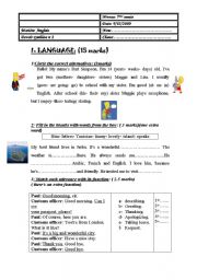 English Worksheet: 7th form full term test