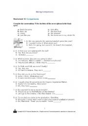 English Worksheet: comparatives