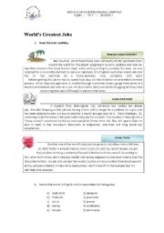 English Worksheet: worlds greatest jobs 