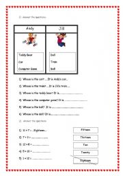 English worksheet: Revision for 2nd Graders