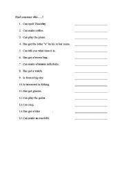 English Worksheet: Find someone who....