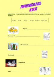 English Worksheet: prepositions of place
