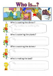 English Worksheet: THE SIMPSON HOUSEWORK.VERY EASY