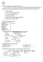 English Worksheet: An exam 
