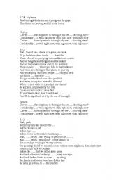 English worksheet: B.O.B Airplanes Lyrics and exercise