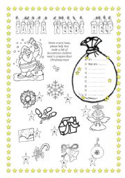 English Worksheet: Santa needs help