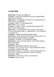 English Worksheet: Ordering at a Deli