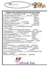 English Worksheet: word family