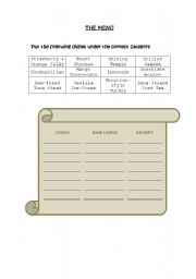English Worksheet: The Menu