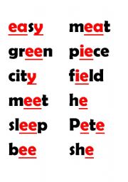 English Worksheet: long e words