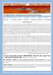 English Worksheet: FUTURE TECHNLOGY - SPACE EXPLORATION/TOURISM