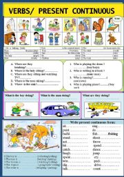 English Worksheet: Verbs / Present continuous
