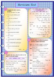 English Worksheet: Revision test (editable with key)