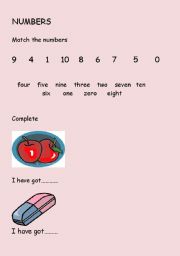 English worksheet: numbers