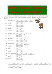 English Worksheet: Rudolph the Red Nosed Reindeer Double Puzzle