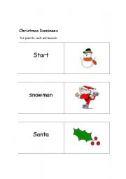 English Worksheet: Christmas Dominoes and wordsearch