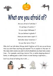 English worksheet: WHAT ARE YOU AFRAID OF?