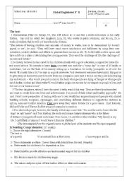 English Worksheet: End of first term test for 3rd year secondary education Arts.