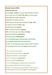 English worksheet: Song - Dancing Queen