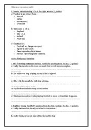 English worksheet: Silence on concussions part 2 (Activities )
