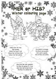 HER or HIS? winter colouring page