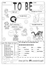 English Worksheet: to be for beginners