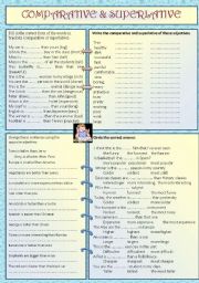 English Worksheet: comparative and superlative