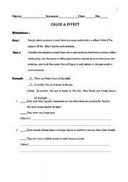 English Worksheet: Cause & Effect