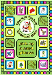 English Worksheet: Christmas board game + cards + instructions. Fully editable