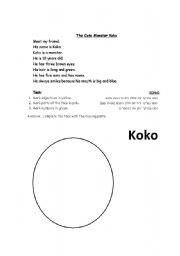 English Worksheet: parts of face - reading comprehension