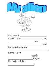 English worksheet: my alien