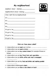 English Worksheet: My Neighbourhood