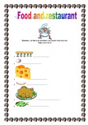 English worksheet: Food and restaurant