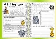 Four Skills Worksheet - At the Zoo