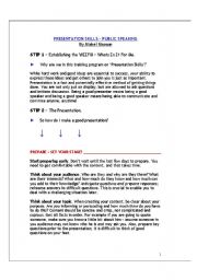English worksheet: Presentation Skills - Guidelines For trainers