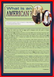 English Worksheet: An opinion text: What is an American?