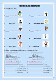 English Worksheet: Practice his and her