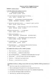 English Worksheet: Relative clauses