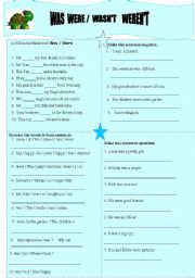 English Worksheet: WAS / WERE / WASNT / WERENT