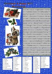 English Worksheet: Christmas and Happy New 2011 wordsearch