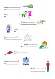 English Worksheet: can
