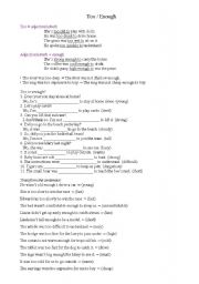 English Worksheet: Too / Enough