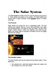 English Worksheet: the solar system