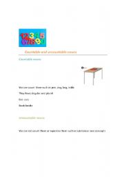 English Worksheet: countable&uncountable nouns worksheet