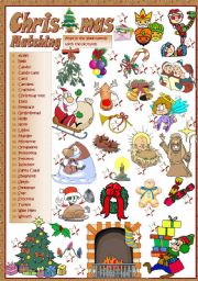English Worksheet: CHRISTMAS MATCHING