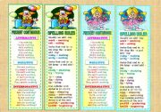 Bookmarks with Present Continuous and Spelling Rules - 2 pages