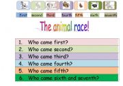 English worksheet: The animal race!