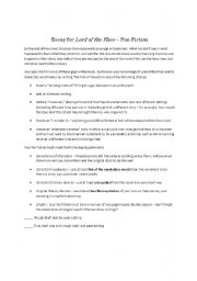 English worksheet: Lord of the Flies Fan Fiction